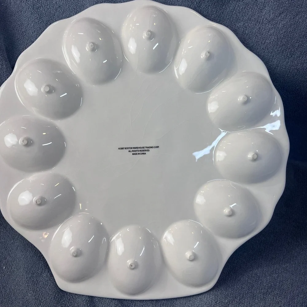 Boston Warehouse Shell Oyster Deviled Egg Platter Ceramic Sea 11.25-in. Nautical